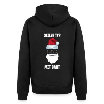 Geilertypmitbart Weihnachten Bartträger Bart - Unisex Premium Bio Zip Hoodie - Schwarz - Hinten - Nico (187cm)