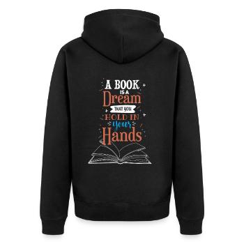 Poetic Books Reader Saying Design - Unisex Premium Organic Zip Hoodie - black - Back - Nico (187cm)