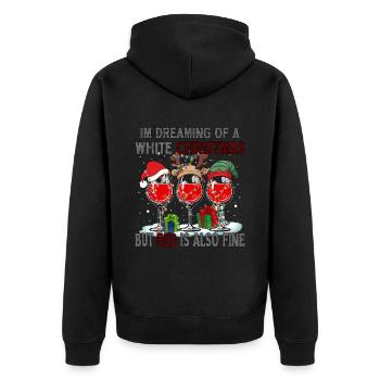 I'm Dreaming of a White Christmas but Red is also - Unisex Premium Organic Zip Hoodie - black - Back - Nico (187cm)