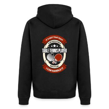 Lustiges Tischtennisspieler Spruch Motiv - Unisex Premium Bio Zip Hoodie - Schwarz - Hinten - Nico (187cm)
