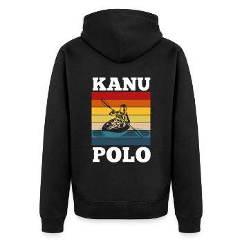 Kanu Polo Kanusport Polosport - Unisex Premium Bio Zip Hoodie - Schwarz - Hinten - Nico (187cm)