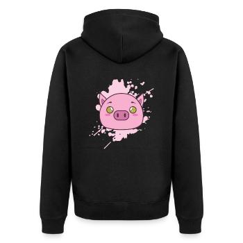 Pig in Japanese kawaii style animal - Unisex Premium Organic Zip Hoodie - black - Back - Nico (187cm)