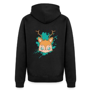 Cerf cerf dans un animal japonais de style kawaii - Veste à capuche bio Premium Unisexe - noir - Dos - Nico (187cm)