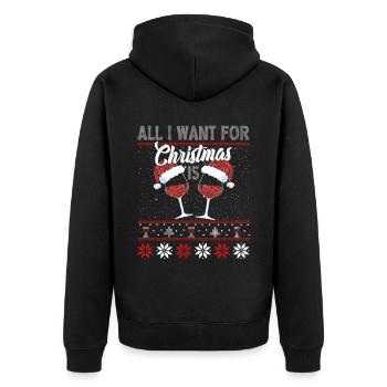 Tout ce que je mets en jachère pour Noël, c’est du VIN - Veste à capuche bio Premium Unisexe - noir - Dos - Nico (187cm)