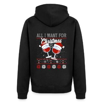 Tout ce que je mets en jachère pour Noël, c’est du VIN - Veste à capuche bio Premium Unisexe - noir - Dos - Nico (187cm)