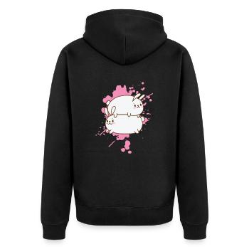 Katzen im japanischen Kawaii Stil süß - Unisex Premium Bio Zip Hoodie - Schwarz - Hinten - Nico (187cm)