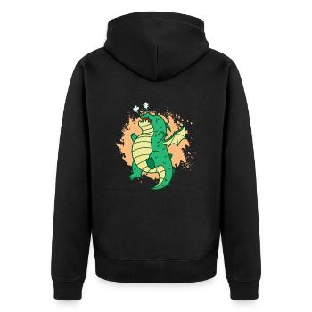 cute dragon blows mythical creature fairy tales - Unisex Premium Organic Zip Hoodie - black - Back - Nico (187cm)