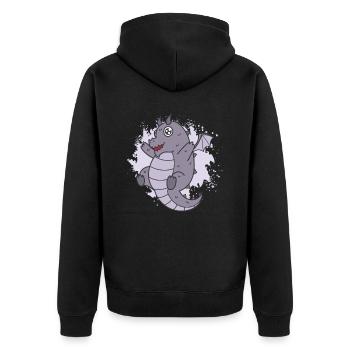 Dragon Kawaii cute fantasy animal - Unisex Premium Organic Zip Hoodie - black - Back - Nico (187cm)