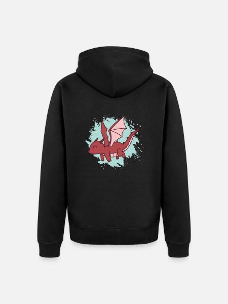 Il drago vola un simpatico animale di fantasia - Felpa con cappuccio ecologica premium unisex - nero