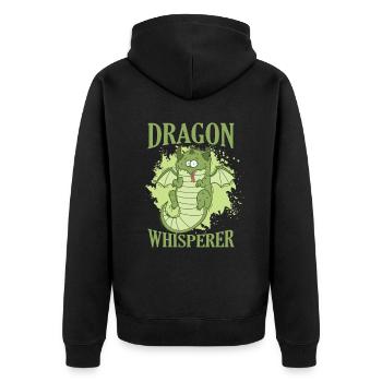 Dragon Whisperer Fantasy Animal Dragon - Unisex Premium Organic Zip Hoodie - black - Back - Nico (187cm)