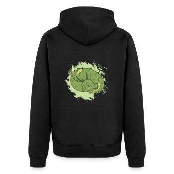 Dragon sleeps cute fantasy animal - Unisex Premium Organic Zip Hoodie - black - Back - Nico (187cm)