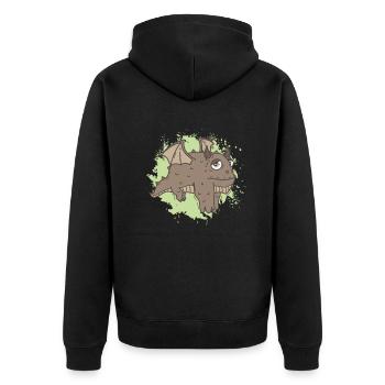 Gros dragon dans kawaii drôle d’animal - Veste à capuche bio Premium Unisexe - noir - Dos - Nico (187cm)