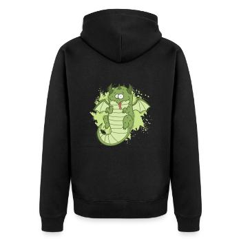 Fat Dragon Looks Funny Animal - Unisex Premium Organic Zip Hoodie - black - Back - Nico (187cm)