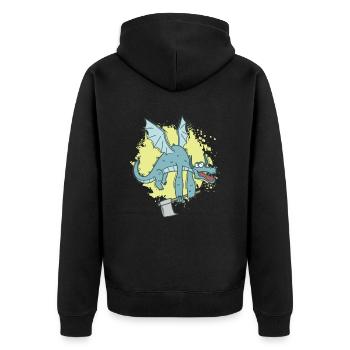Drôle de dragon avec hache animal mignon - Veste à capuche bio Premium Unisexe - noir - Dos - Nico (187cm)
