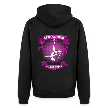 Aerial Seidenakrobatik - Aerialist - Unisex Premium Bio Zip Hoodie - Schwarz - Hinten - Nico (187cm)