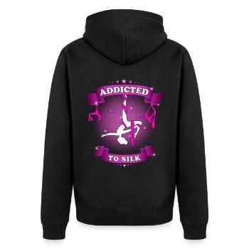 Süchtig Nach Seide Aerial Silk Akrobatik - Unisex Premium Bio Zip Hoodie - Schwarz - Hinten - Nico (187cm)