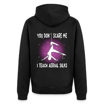 Luftseide Unterrichten - Lustige Akrobatik - Unisex Premium Bio Zip Hoodie - Schwarz - Hinten - Nico (187cm)