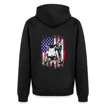 Snowmobile Snowmobiling sled motor sled - Unisex Premium Bio Zip Hoodie - Schwarz - Hinten - Nico (187cm)