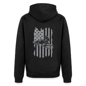 Snowmobile Snowmobiling sled motor sled - Unisex Premium Organic Zip Hoodie - black - Back - Nico (187cm)