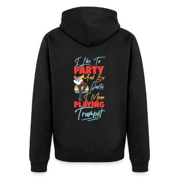 Trumpet Player I Like To Party And - Unisex Premium Bio Zip Hoodie - Schwarz - Hinten - Nico (187cm)