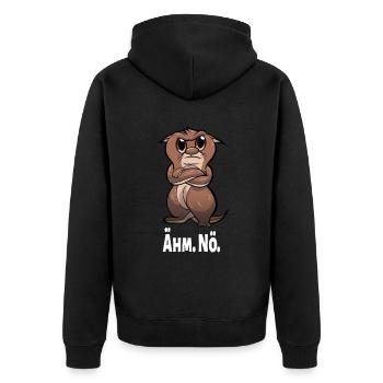 Otter Ähm Nö Ohnoo Lustiges Spruch - Unisex Premium Bio Zip Hoodie - Schwarz - Hinten - Nico (187cm)