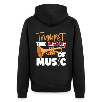 Trumpet Player Bacon Trumpet The - Unisex Premium Bio Zip Hoodie - Schwarz - Hinten - Nico (187cm)