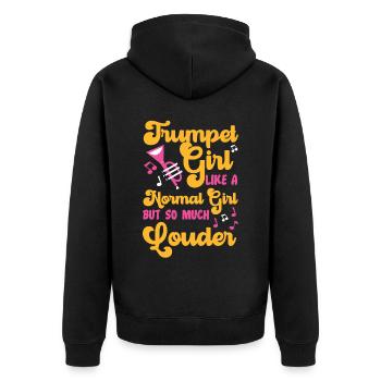 Trumpet Player Girl Trumpet Girl - Unisex Premium Bio Zip Hoodie - Schwarz - Hinten - Nico (187cm)
