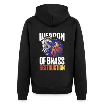 Trumpet Player Pun Weapon Of Brass - Unisex Premium Bio Zip Hoodie - Schwarz - Hinten - Nico (187cm)
