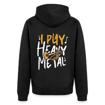 Trumpet Player I Play Heavy Metal - Unisex Premium Bio Zip Hoodie - Schwarz - Hinten - Nico (187cm)