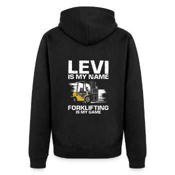 Warehouse drivers and warehouse workers for forklifts - Unisex Premium Organic Zip Hoodie - black - Back - Nico (187cm)