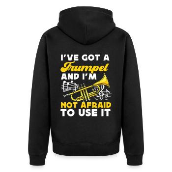 Trumpet Player I've Got A Trumpet - Unisex Premium Bio Zip Hoodie - Schwarz - Hinten - Nico (187cm)