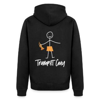 Trumpet Player Minimalistic - Unisex Premium Bio Zip Hoodie - Schwarz - Hinten - Nico (187cm)