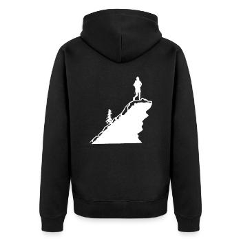 Berg - Wandern - (23) - Unisex Premium Bio Zip Hoodie - Schwarz - Hinten - Nico (187cm)