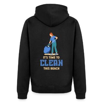 Es Ist Zeit Diesen Strand Zu Säubern Strände - Unisex Premium Bio Zip Hoodie - Schwarz - Hinten - Nico (187cm)