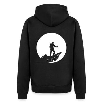 Moon - Hiking - (4) - Unisex Premium Organic Zip Hoodie - black - Back - Nico (187cm)
