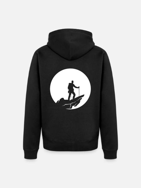 Moon - Hiking - (4) - Unisex Premium Organic Zip Hoodie - black