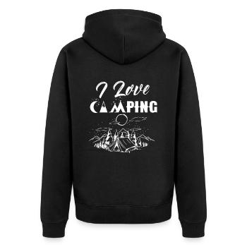Ich Liebe Camping Campen Camper Campingplatz Camp - Unisex Premium Bio Zip Hoodie - Schwarz - Hinten - Nico (187cm)