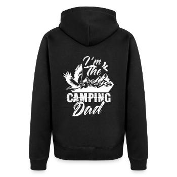 Ich Bin Der Camping Papa Campen Camp Camper - Unisex Premium Bio Zip Hoodie - Schwarz - Hinten - Nico (187cm)