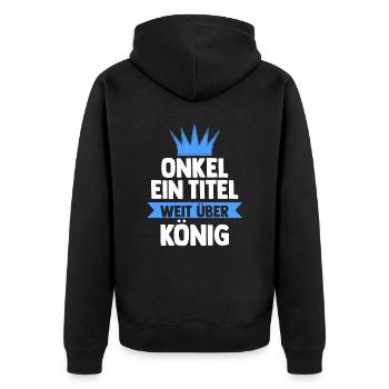 Patenonkel Pate Onkel - Unisex Premium Bio Zip Hoodie - Schwarz - Hinten - Nico (187cm)