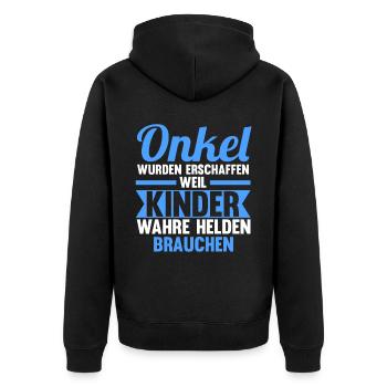 Patenonkel Pate Onkel - Unisex Premium Bio Zip Hoodie - Schwarz - Hinten - Nico (187cm)