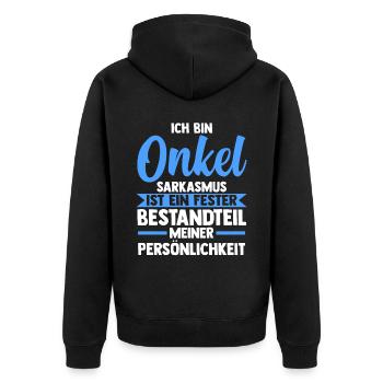 Patenonkel Pate Onkel - Unisex Premium Bio Zip Hoodie - Schwarz - Hinten - Nico (187cm)