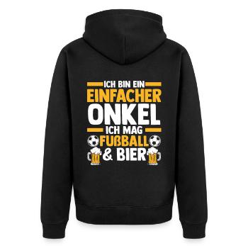 Patenonkel Fußball Bier Pate Onkel - Unisex Premium Bio Zip Hoodie - Schwarz - Hinten - Nico (187cm)