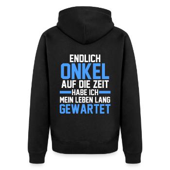 Patenonkel Pate Onkel - Unisex Premium Bio Zip Hoodie - Schwarz - Hinten - Nico (187cm)