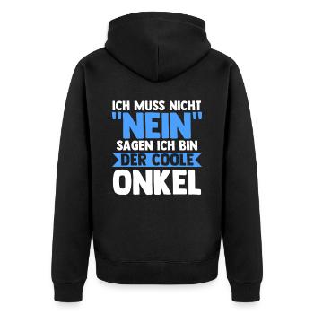 Patenonkel Pate Onkel - Unisex Premium Bio Zip Hoodie - Schwarz - Hinten - Nico (187cm)