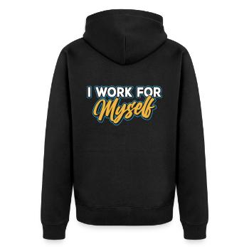 I work for myself founder entrepreneur - Unisex Premium Organic Zip Hoodie - black - Back - Nico (187cm)