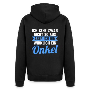 Patenonkel Pate Onkel - Unisex Premium Bio Zip Hoodie - Schwarz - Hinten - Nico (187cm)