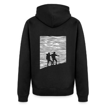 Wandern - (7) - Unisex Premium Bio Zip Hoodie - Schwarz - Hinten - Nico (187cm)