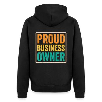 Stolzer Geschäftsinhaber CEO Unternehmer Gründer - Unisex Premium Bio Zip Hoodie - Schwarz - Hinten - Nico (187cm)