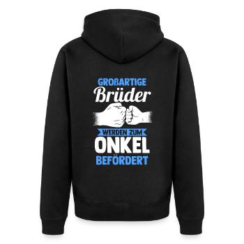 Patenonkel Pate Onkel - Unisex Premium Bio Zip Hoodie - Schwarz - Hinten - Nico (187cm)
