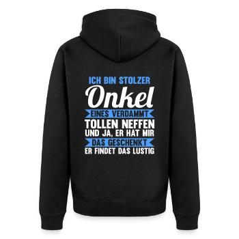 Patenonkel Pate Onkel - Unisex Premium Bio Zip Hoodie - Schwarz - Hinten - Nico (187cm)